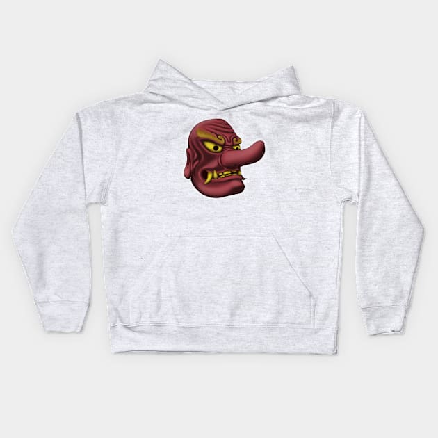 Tengu Mask Kids Hoodie by ThataArtwork